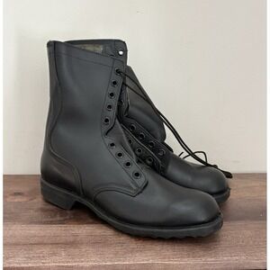 Vintage 1979 US Army Combat Boots Black Leather USGI NOS 9.5 RO-Search Sole USA